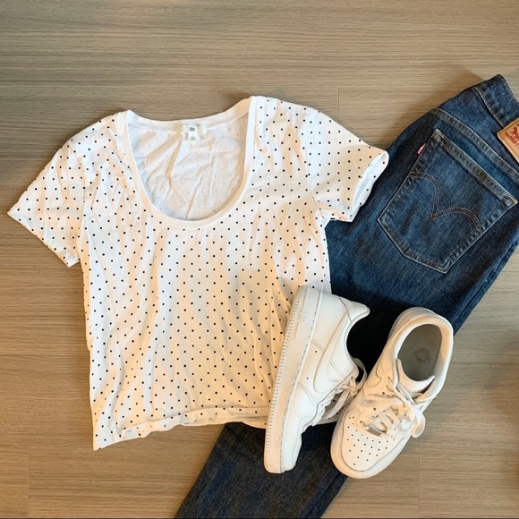 Nordstrom BP White Polka Dot Scoop Neck T-shirt - Picture 3 of 8